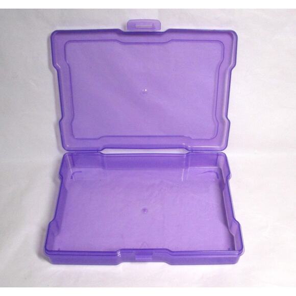 Bright Creations Three Purple Storage Boxes Plastic Transparent Snap Lid 4x6 Ins - Picture 1 of 3